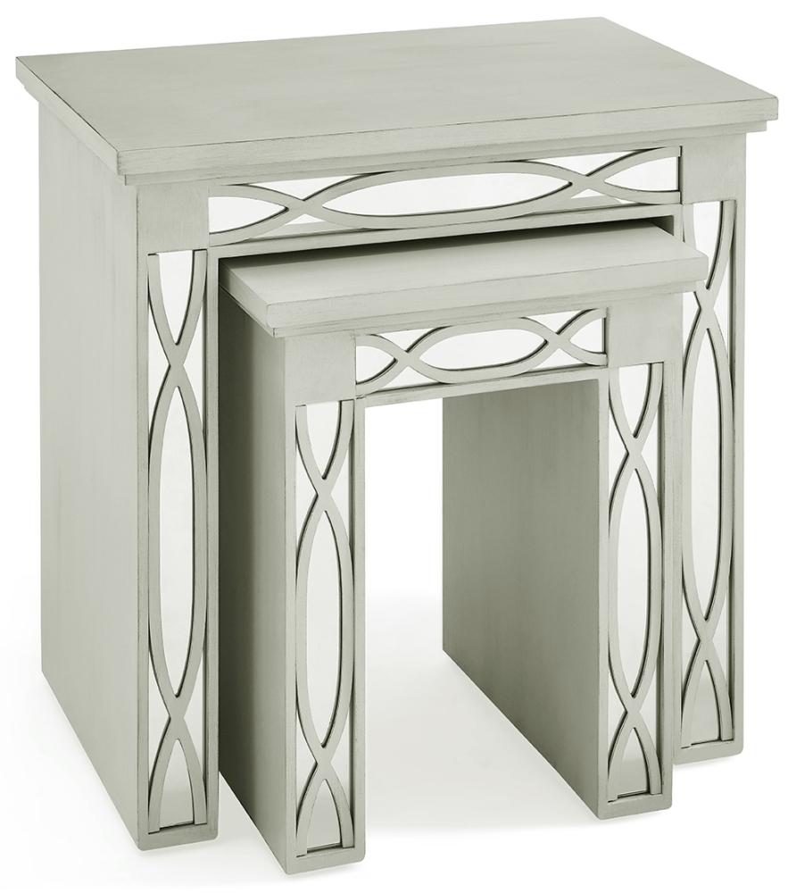 Product photograph of Modena Grey Mirrored Nest Of Table from Choice Furniture Superstore.