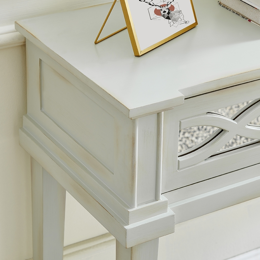 Product photograph of Morrilton Grey Mirrored 2 Drawer Console Table from Choice Furniture Superstore.