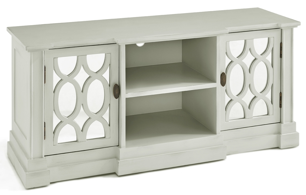 Product photograph of Modena Grey Mirrored 2 Door Tv Unit from Choice Furniture Superstore.