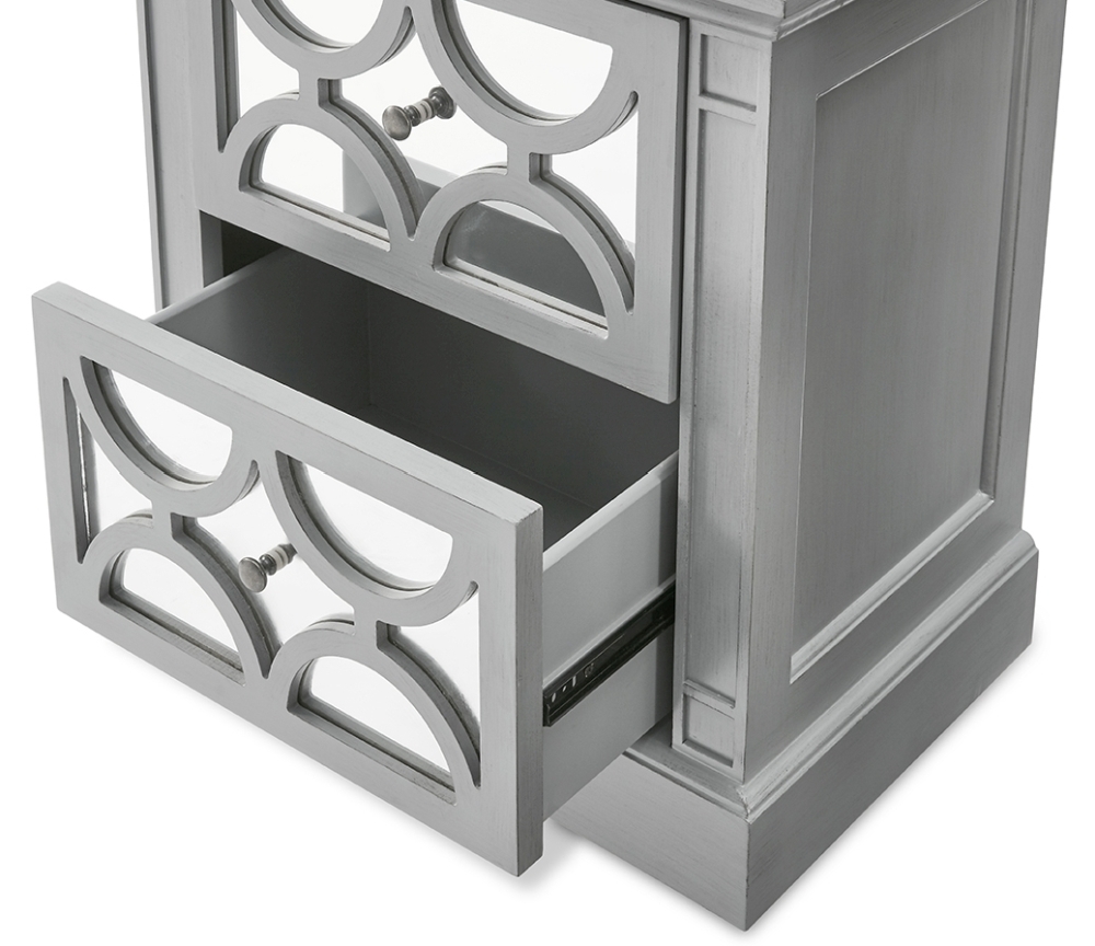 Product photograph of Blakely Grey Mirrored 2 Drawer Bedside Table from Choice Furniture Superstore.