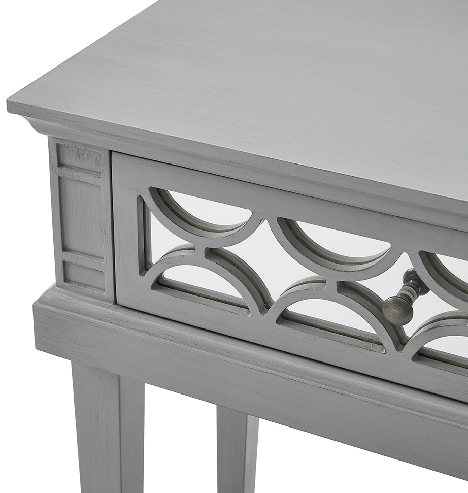 Product photograph of Yardley Grey Mirrored 2 Drawer Console Table from Choice Furniture Superstore.