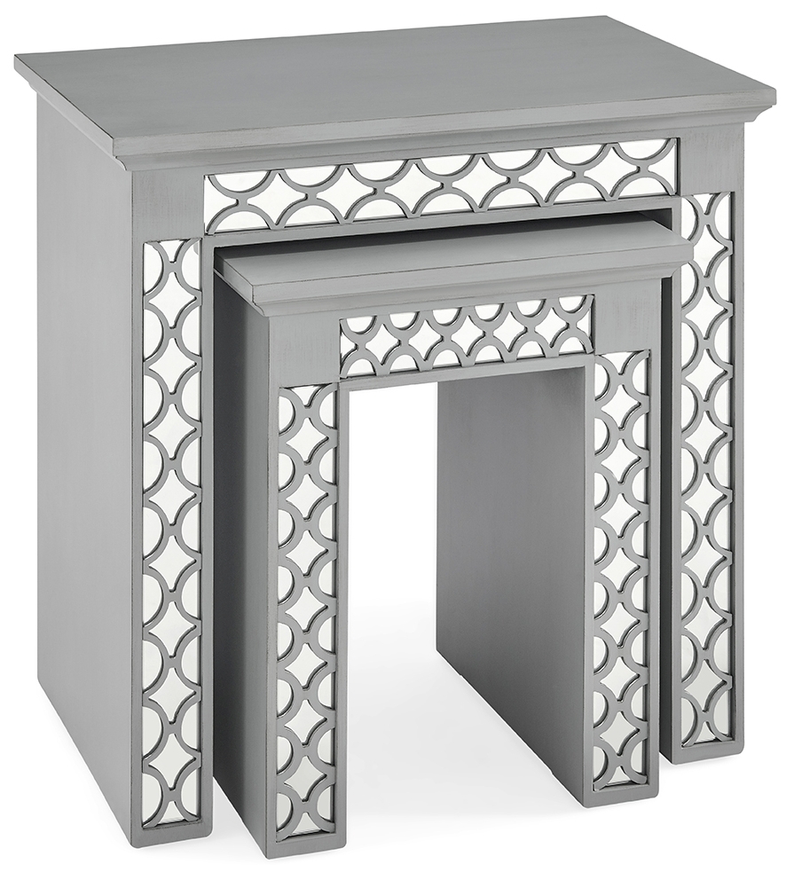 Product photograph of Blakely Grey Mirrored Nest Of Tables from Choice Furniture Superstore.