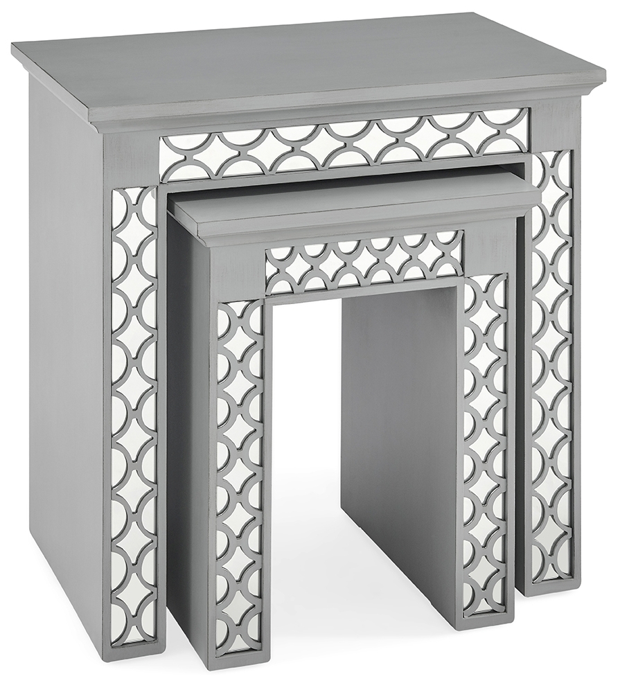 Product photograph of Yardley Grey Mirrored Nest Of Tables from Choice Furniture Superstore.