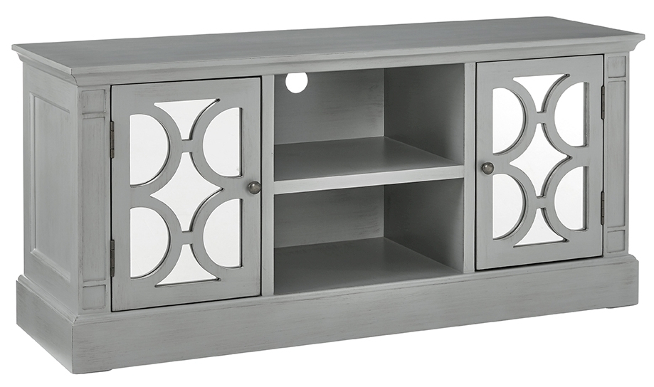 Product photograph of Yardley Grey Mirrored 2 Door Tv Unit from Choice Furniture Superstore.