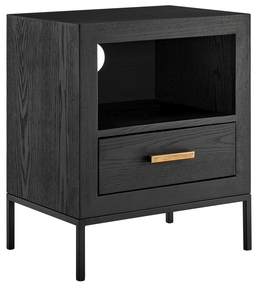 Product photograph of Brixton Black 1 Drawer Bedside Table from Choice Furniture Superstore.