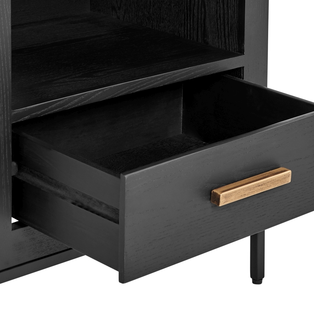 Product photograph of Brixton Black 1 Drawer Bedside Table from Choice Furniture Superstore.