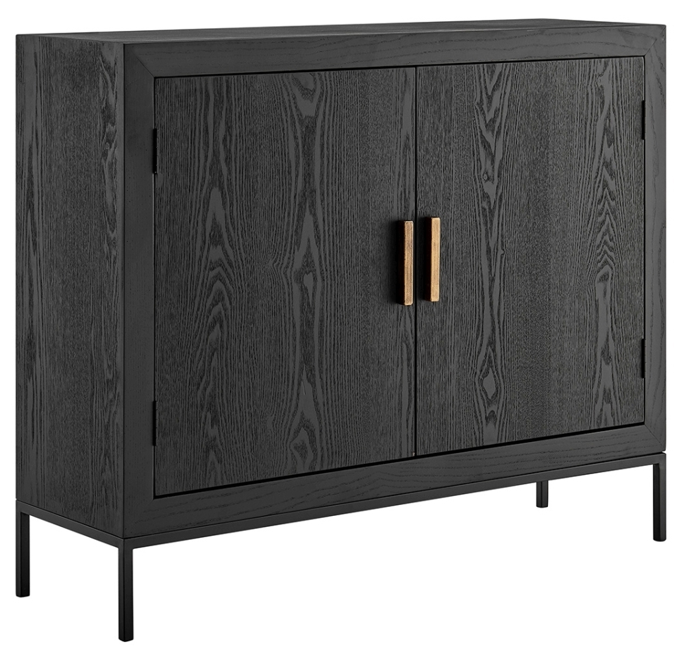 Product photograph of Brixton Black 2 Door Sideboard from Choice Furniture Superstore.
