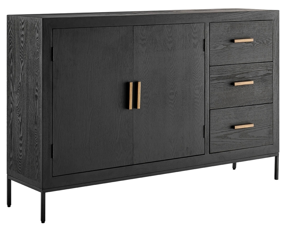 Product photograph of Brixton Black 2 Door 3 Drawer Sideboard from Choice Furniture Superstore.