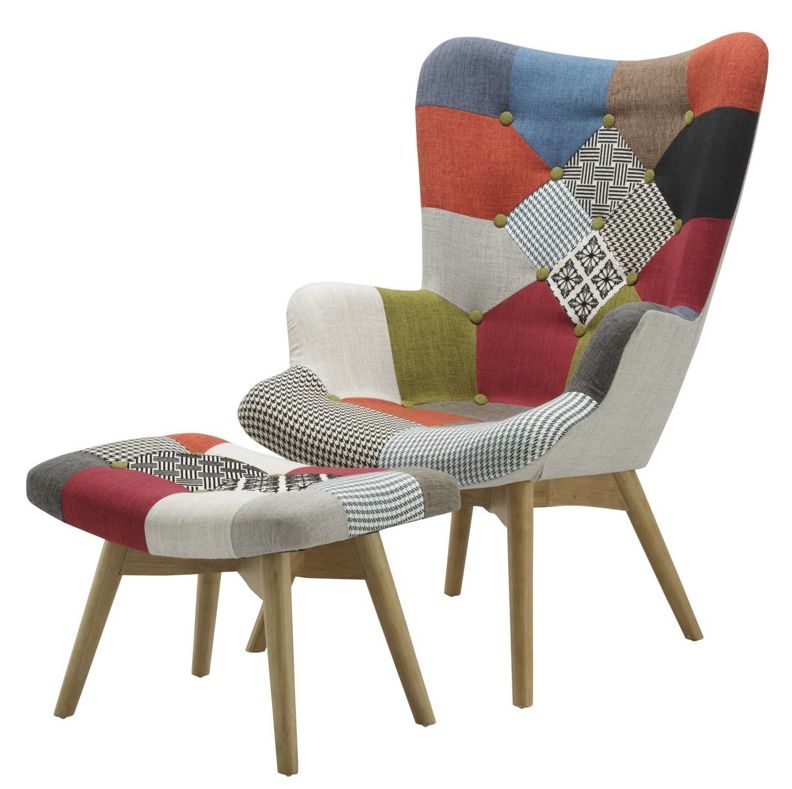 Product photograph of Birlea Sloane Multi Coloured Patched Fabric Armchair from Choice Furniture Superstore.