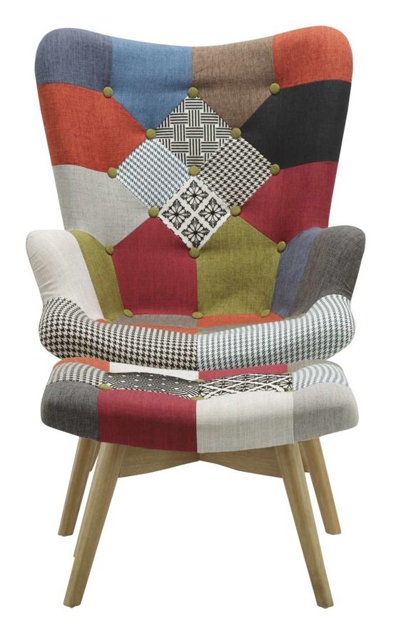 Product photograph of Birlea Sloane Multi Coloured Patched Fabric Armchair from Choice Furniture Superstore.