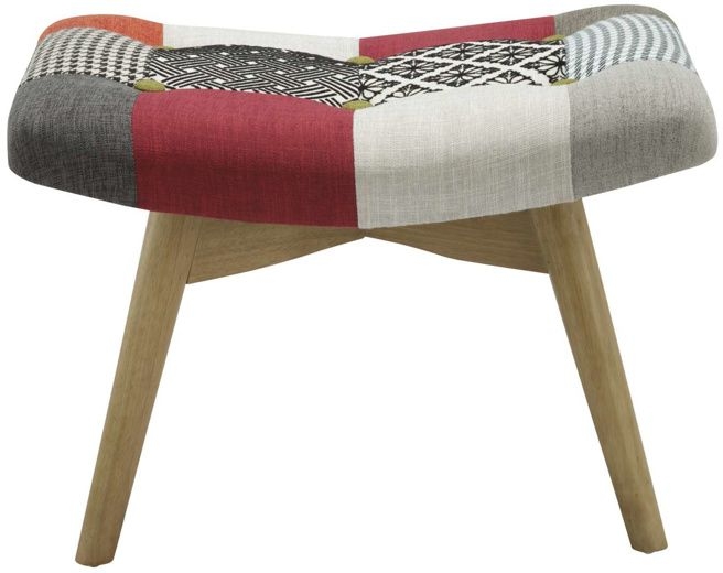 Product photograph of Sloane Multi Coloured Patchwork Fabric Footstool from Choice Furniture Superstore.