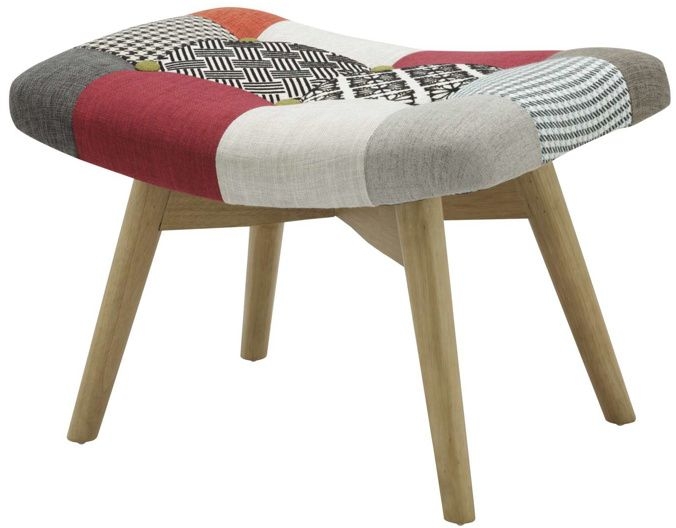 Product photograph of Sloane Multi Coloured Patchwork Fabric Footstool from Choice Furniture Superstore.