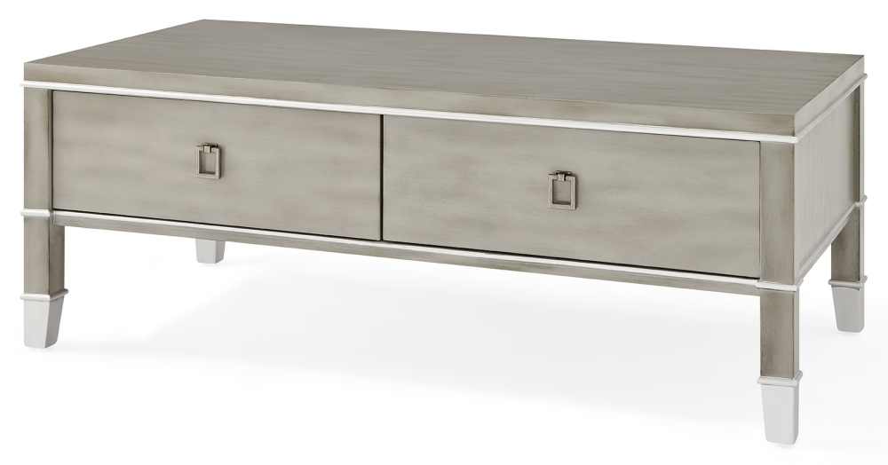 Product photograph of Carter Pewter 2 Drawer Coffee Table from Choice Furniture Superstore.