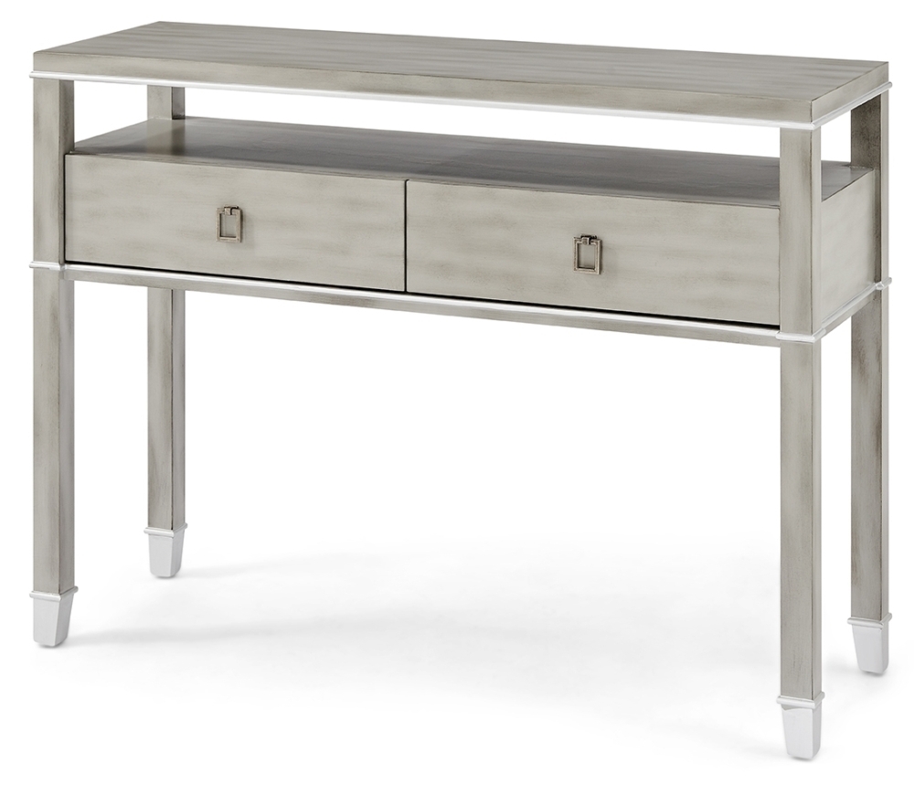 Product photograph of Carter Pewter 2 Drawer Console Table from Choice Furniture Superstore.