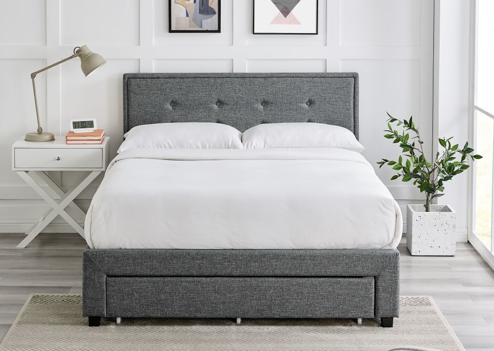 Product photograph of Florence Grey Fabric Bed - Comes In Double And King Size from Choice Furniture Superstore.