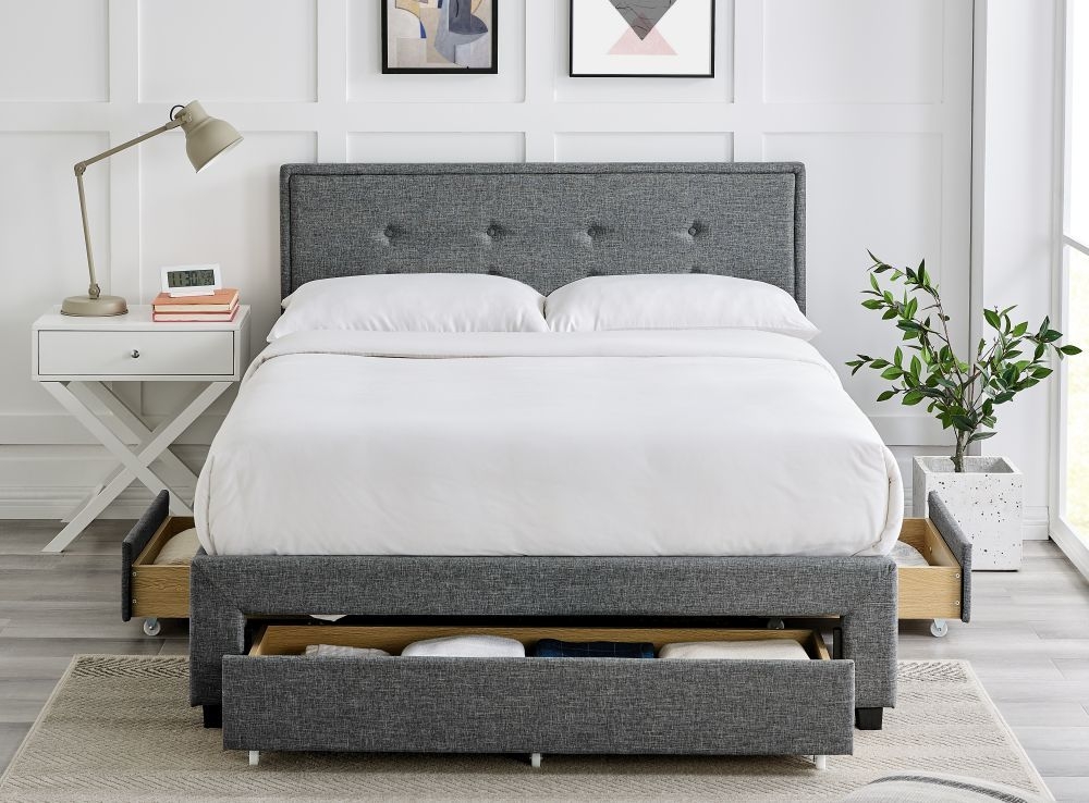 Product photograph of Florence Grey Fabric Bed - Comes In Double And King Size from Choice Furniture Superstore.