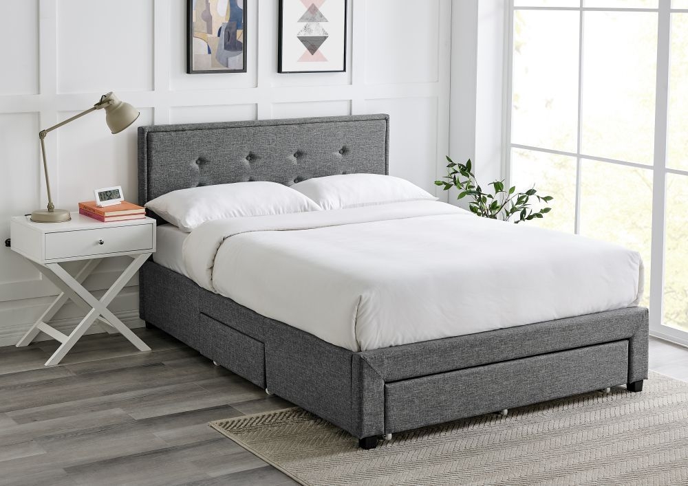 Product photograph of Florence Grey Fabric Bed - Comes In Double And King Size from Choice Furniture Superstore.