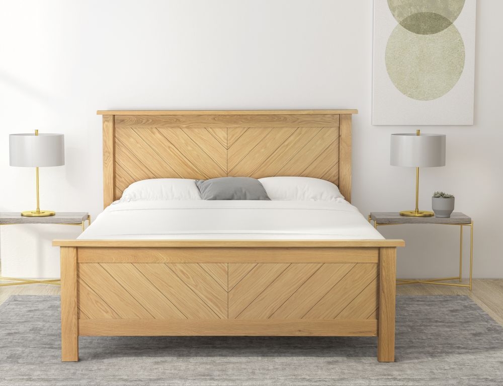 Product photograph of Kenji Oak Bed - Comes In Double King And Queen Size from Choice Furniture Superstore.