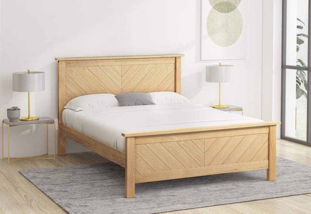 Product photograph of Kenji Oak Bed - Comes In Double King And Queen Size from Choice Furniture Superstore.