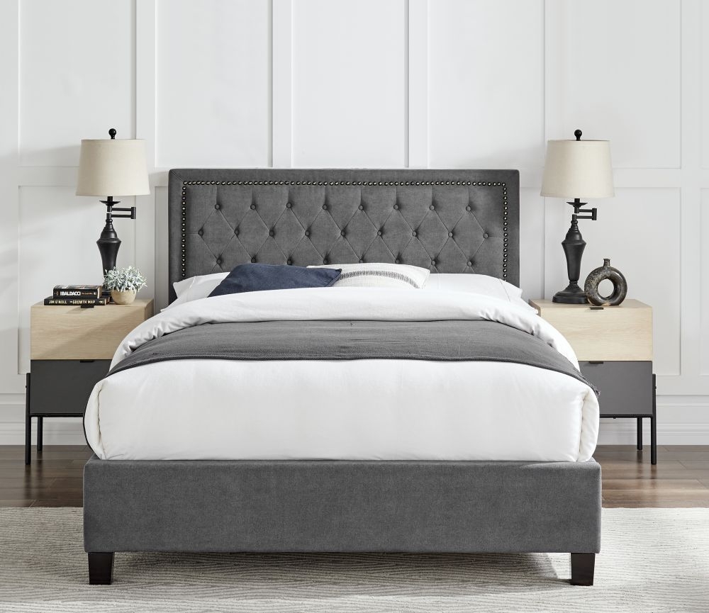 Product photograph of Limelight Rhea Dark Grey Fabric Bed - Sizes Available from Choice Furniture Superstore.