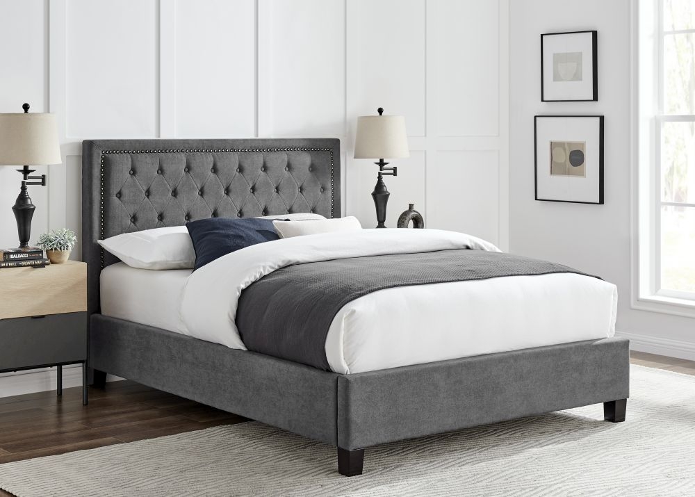 Product photograph of Limelight Rhea Dark Grey Fabric Bed - Sizes Available from Choice Furniture Superstore.