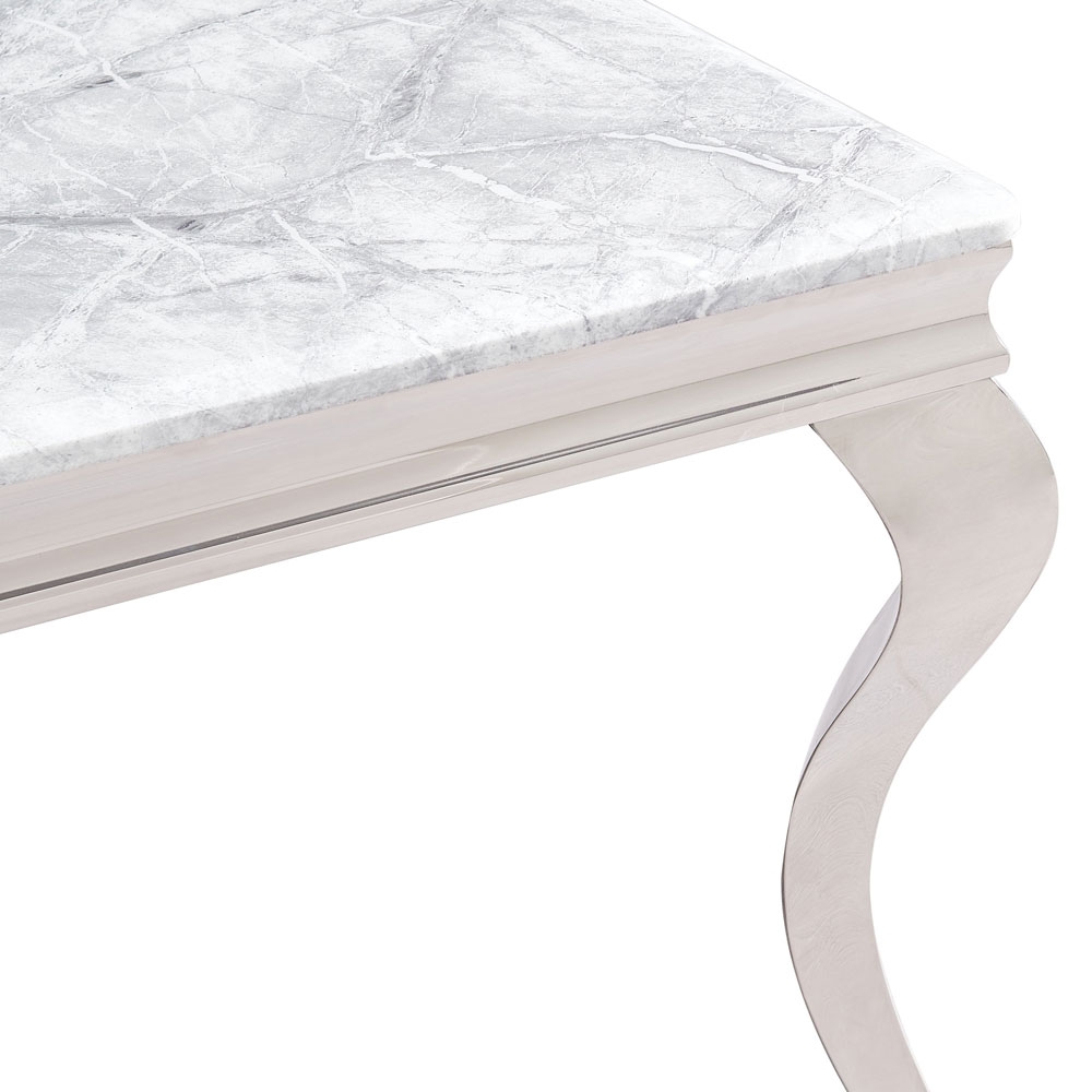 Product photograph of Louis Grey Marble And Chrome Dining Table - Comes In 4 6 8 Seater from Choice Furniture Superstore.