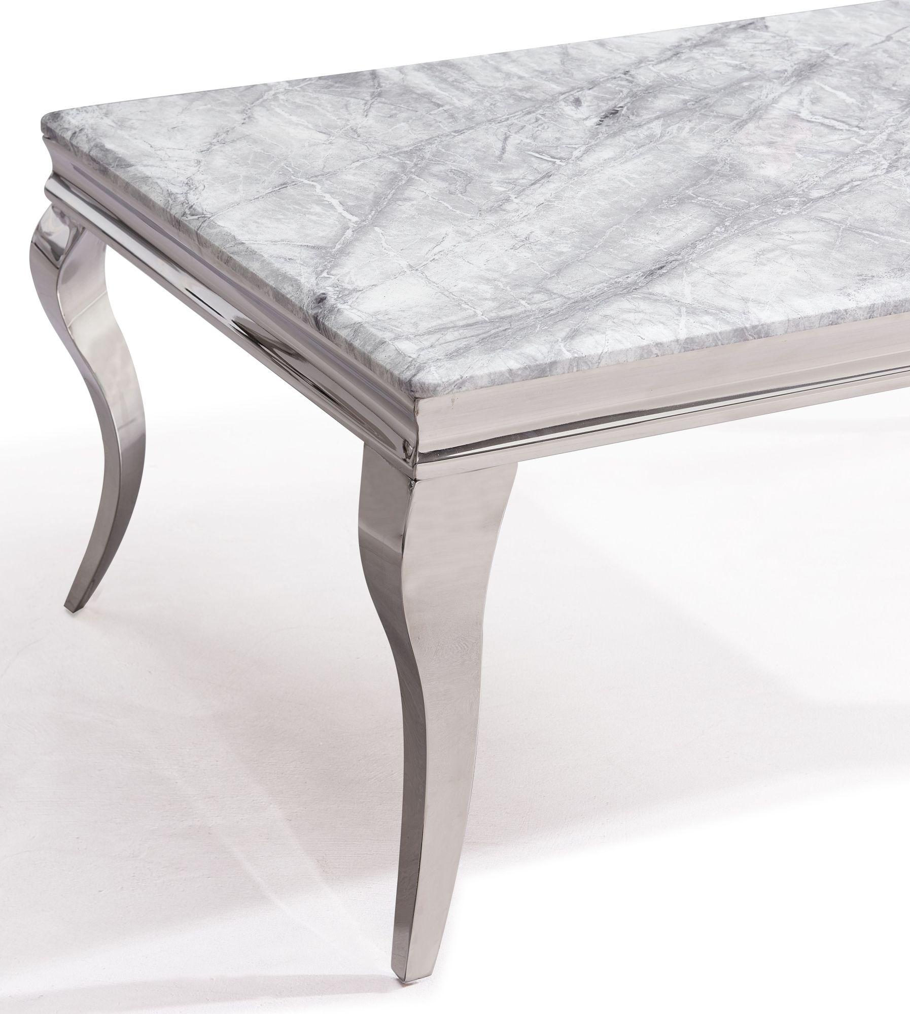 Product photograph of Louis Grey Marble And Chrome Dining Table - 6 Seater from Choice Furniture Superstore.