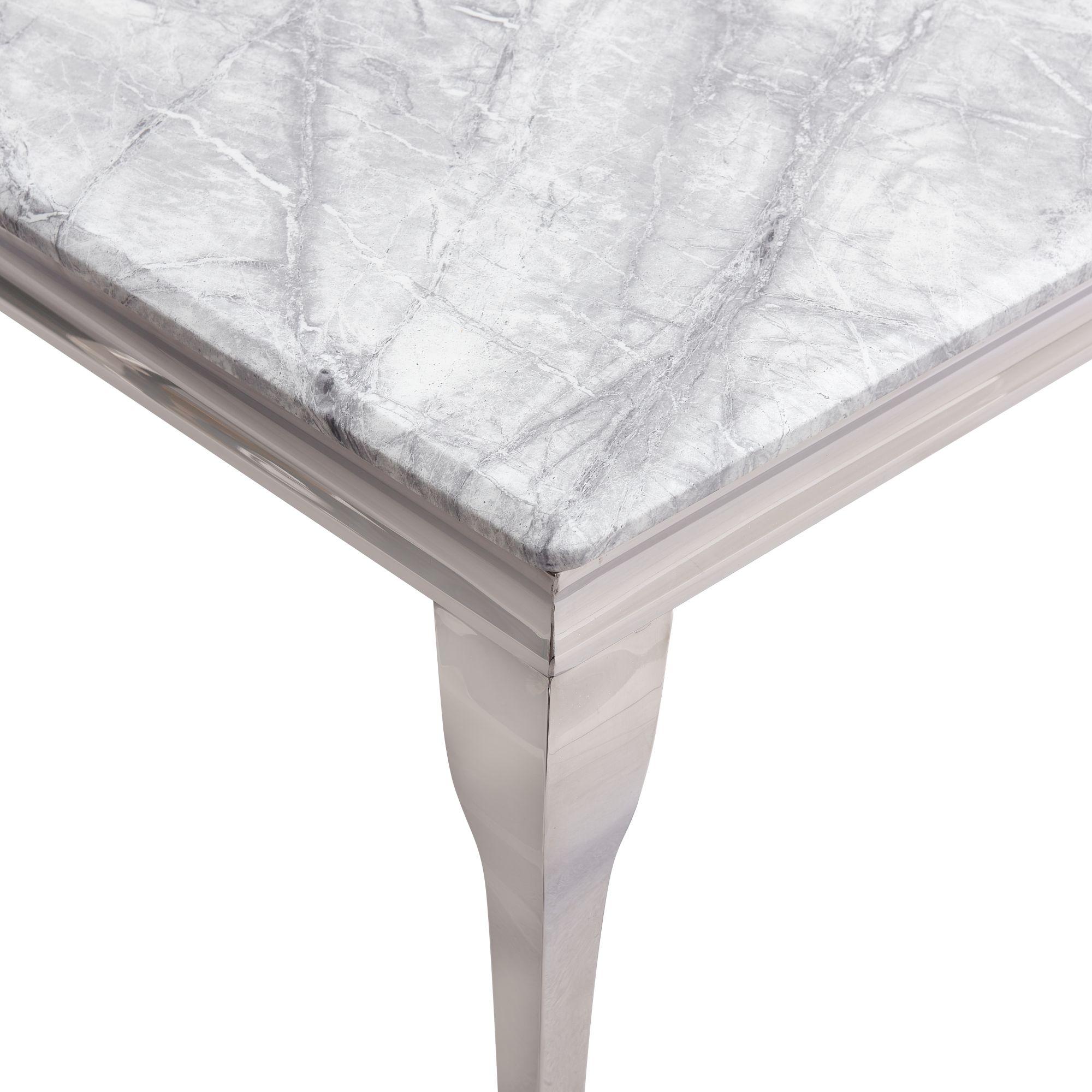 Product photograph of Louis Grey Marble And Chrome Dining Table - 6 Seater from Choice Furniture Superstore.