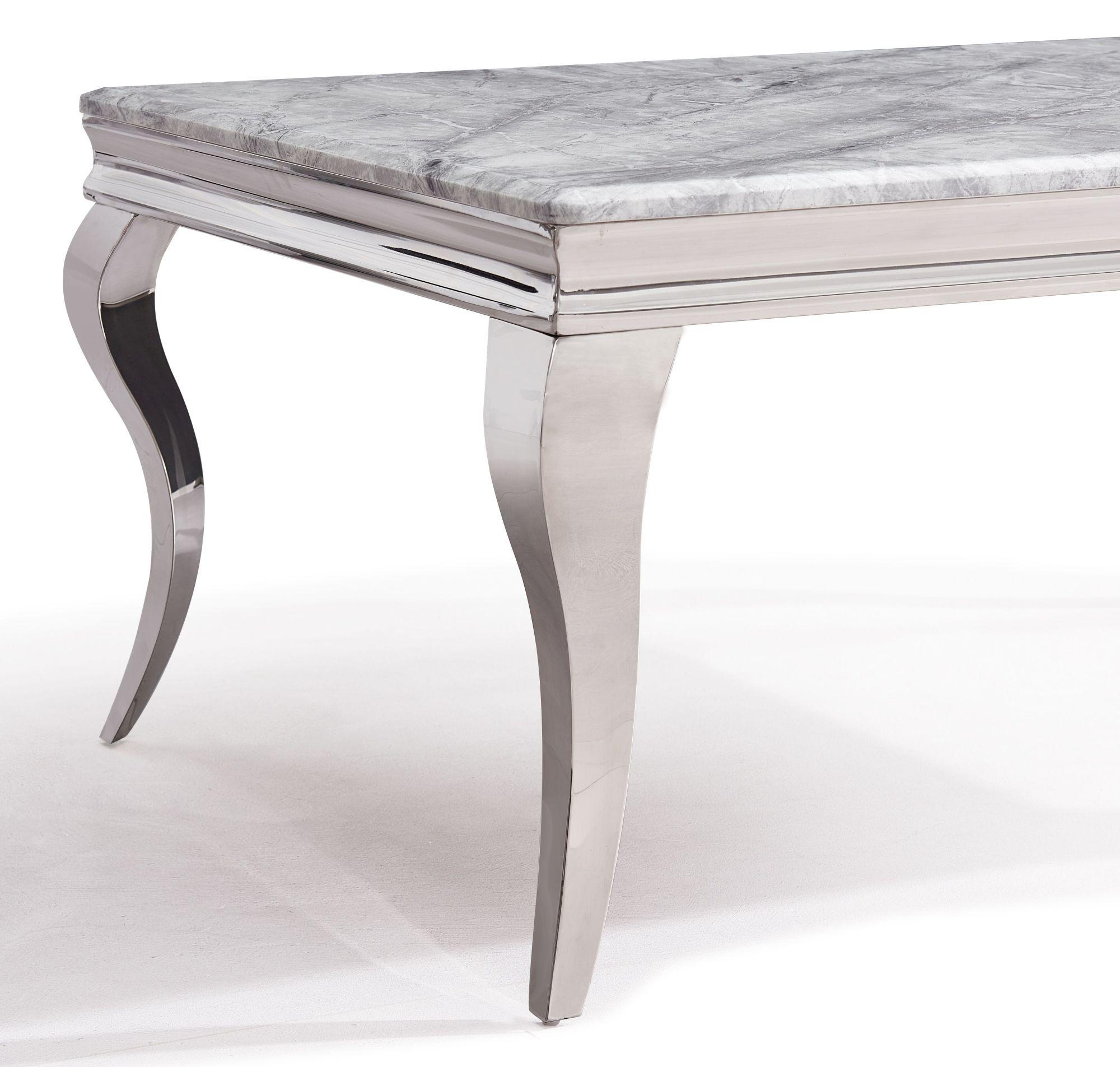 Product photograph of Louis Grey Marble And Chrome Dining Table - 6 Seater from Choice Furniture Superstore.