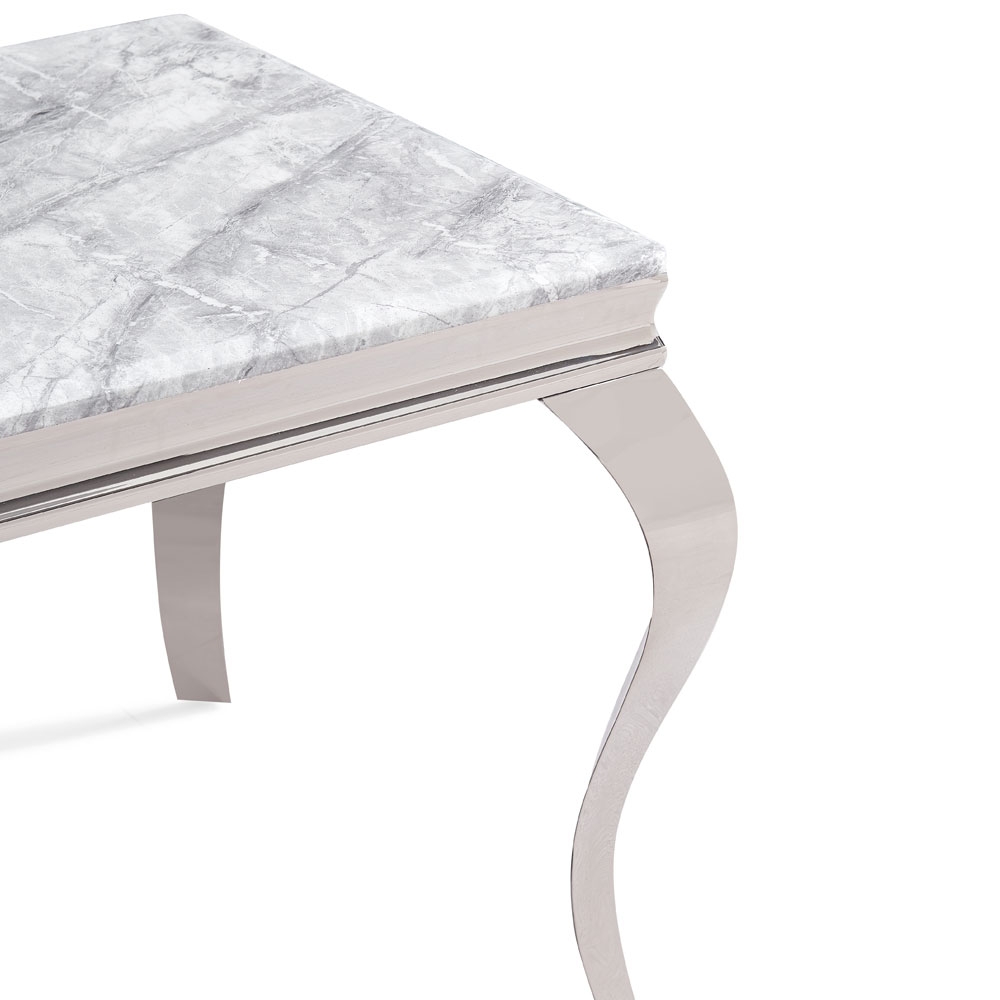Product photograph of Louis Grey Marble And Chrome Square Dining Table from Choice Furniture Superstore.