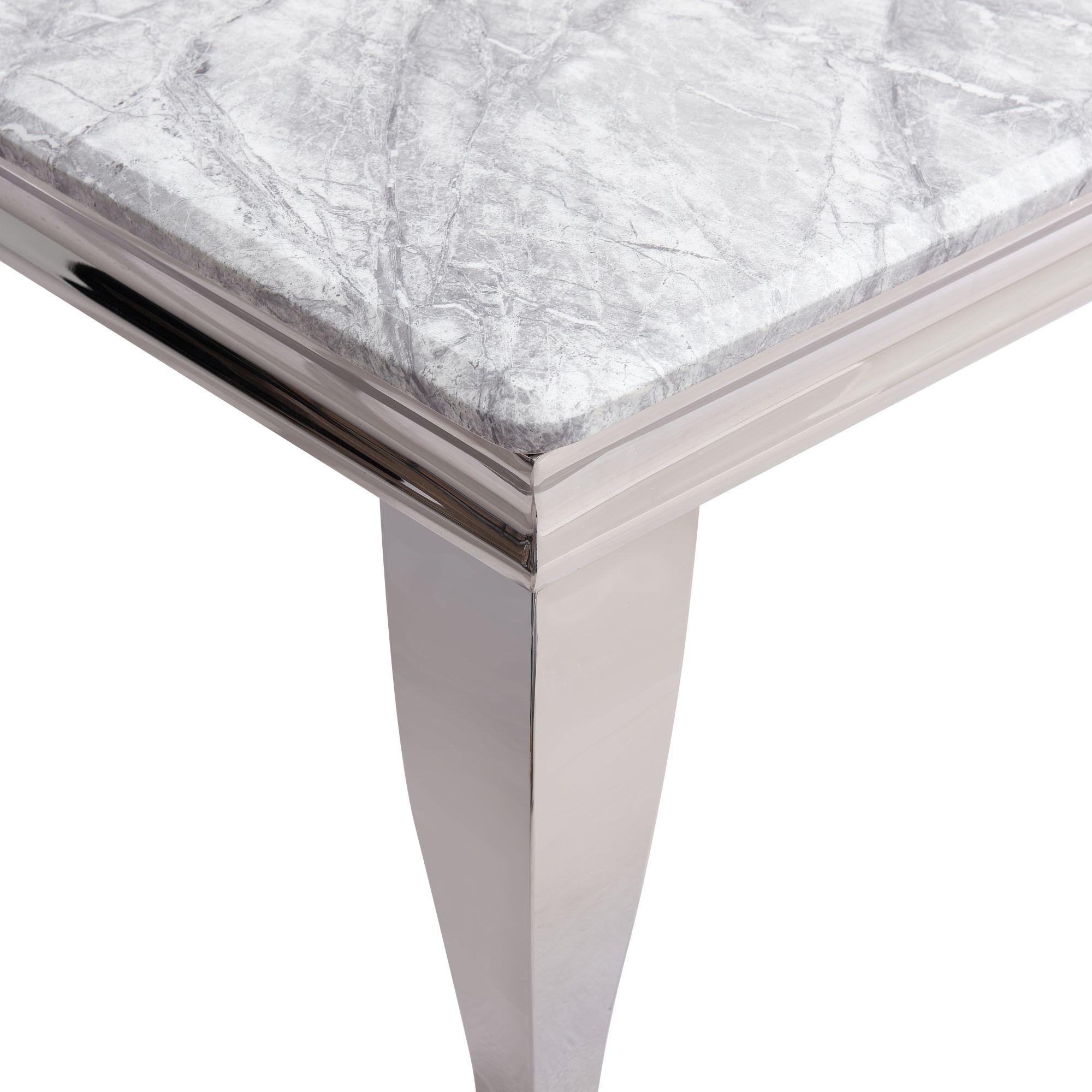 Product photograph of Louis Grey Marble And Chrome Square Dining Table - 2 Seater from Choice Furniture Superstore.