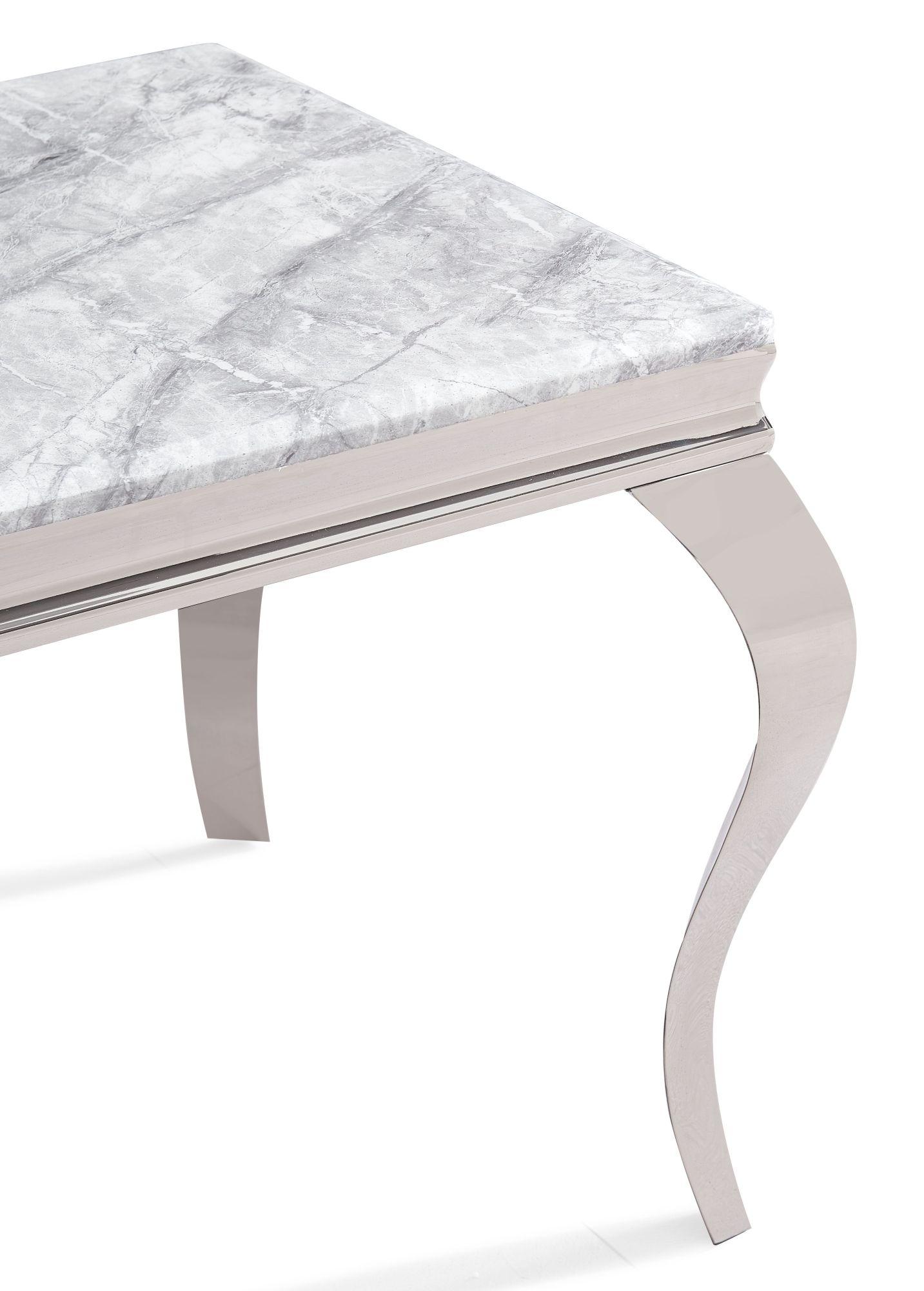 Product photograph of Louis Grey Marble And Chrome Square Dining Table - 2 Seater from Choice Furniture Superstore.