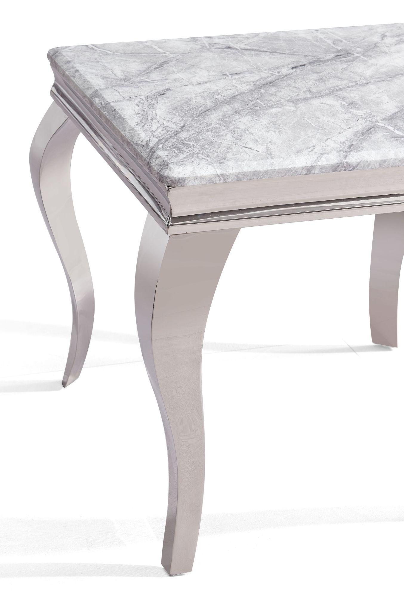 Product photograph of Louis Grey Marble And Chrome Square Dining Table - 2 Seater from Choice Furniture Superstore.