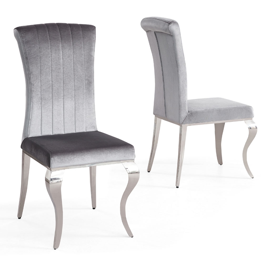 Product photograph of Louis Grey Velvet Fabric Dining Chair from Choice Furniture Superstore.