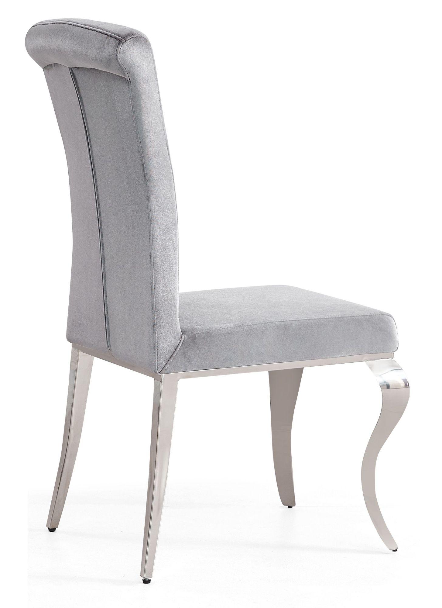 Product photograph of Louis Grey Velvet Fabric Dining Chair from Choice Furniture Superstore.