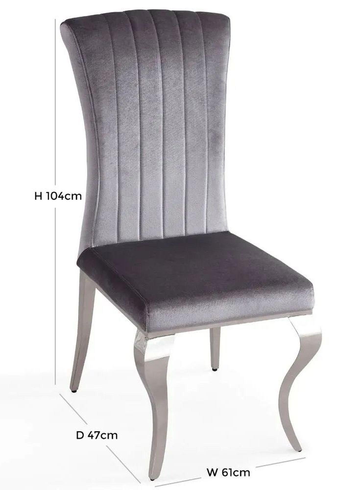 Product photograph of Louis Grey Velvet Fabric Dining Chair from Choice Furniture Superstore.