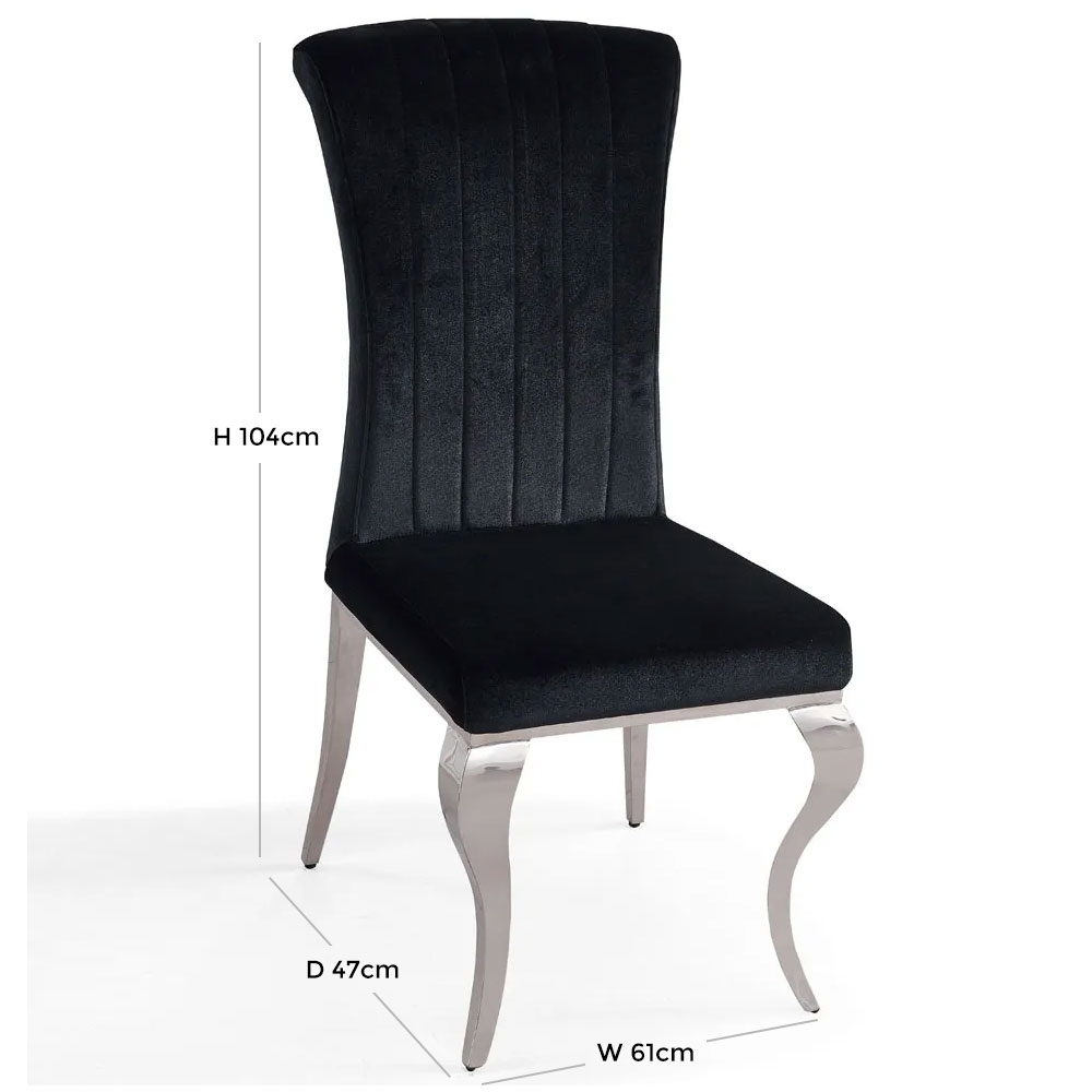 Product photograph of Louis Black Velvet Fabric Dining Chair from Choice Furniture Superstore.