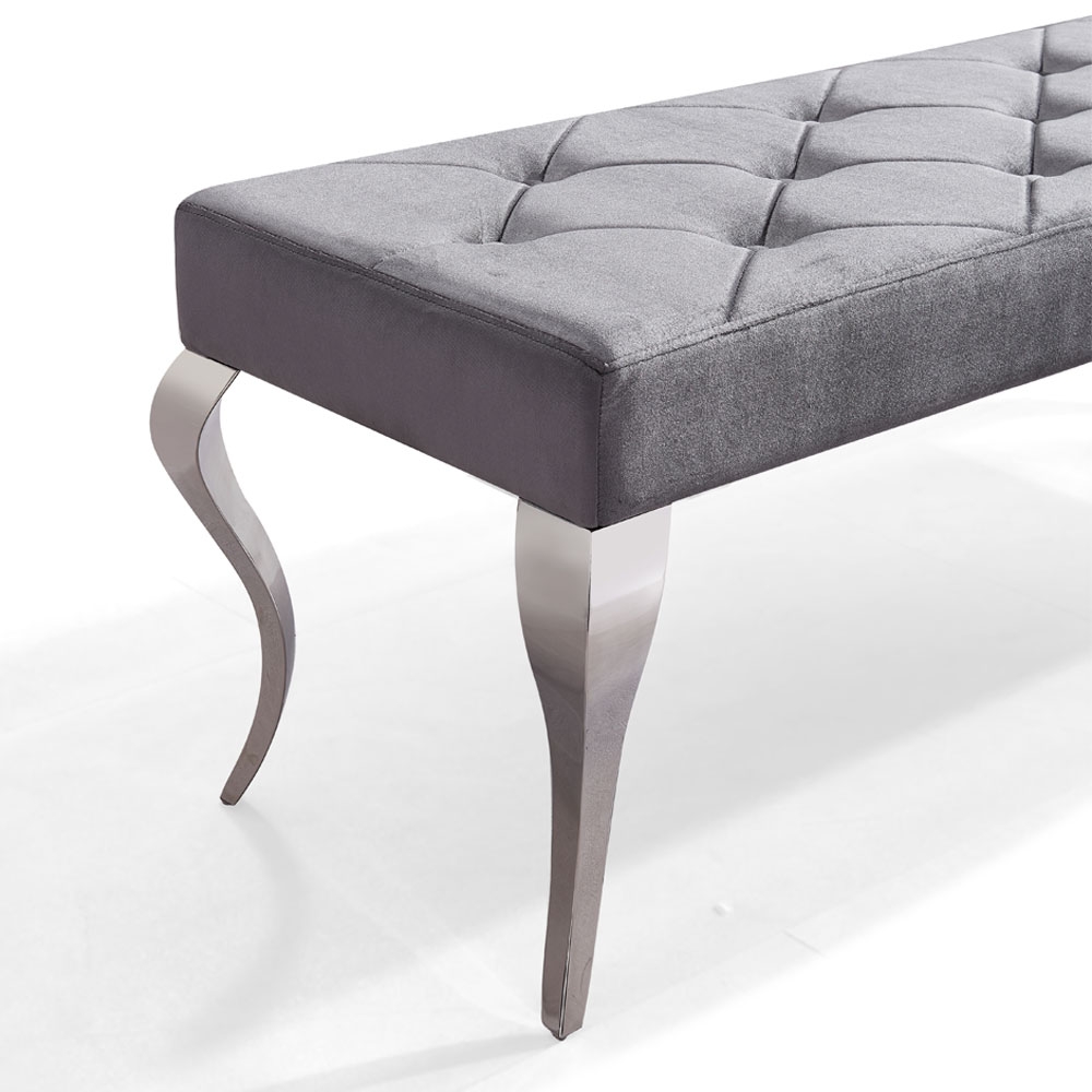 Product photograph of Louis Grey Velvet Fabric 170cm Dining Bench from Choice Furniture Superstore.