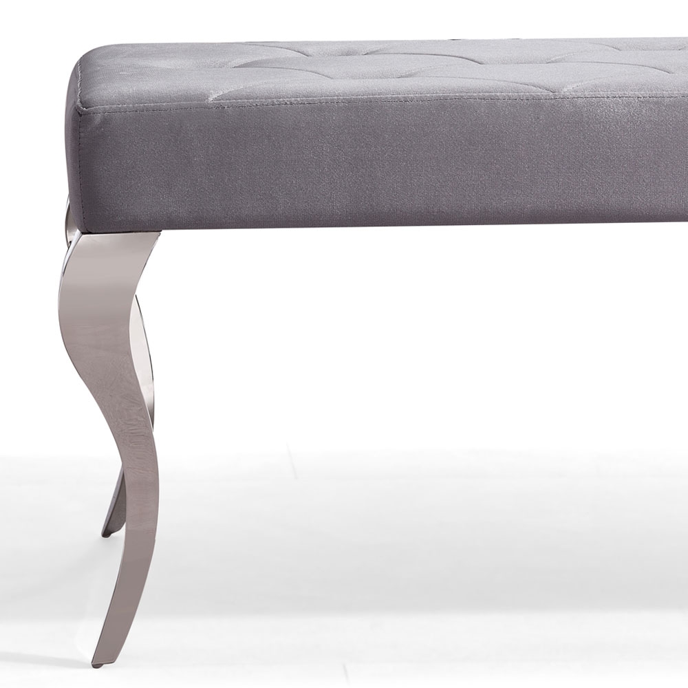 Product photograph of Louis Grey Velvet Fabric 170cm Dining Bench from Choice Furniture Superstore.