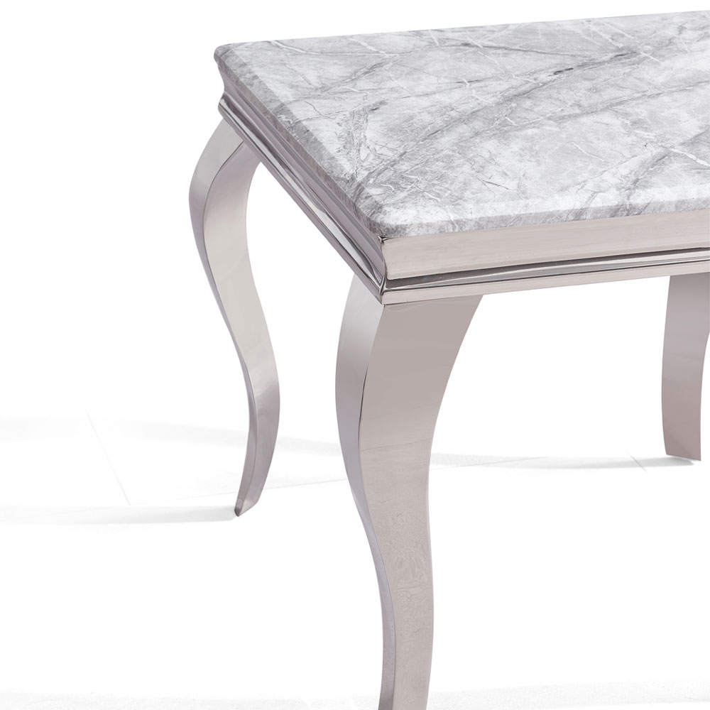 Product photograph of Louis Grey Marble And Chrome Side Table from Choice Furniture Superstore.