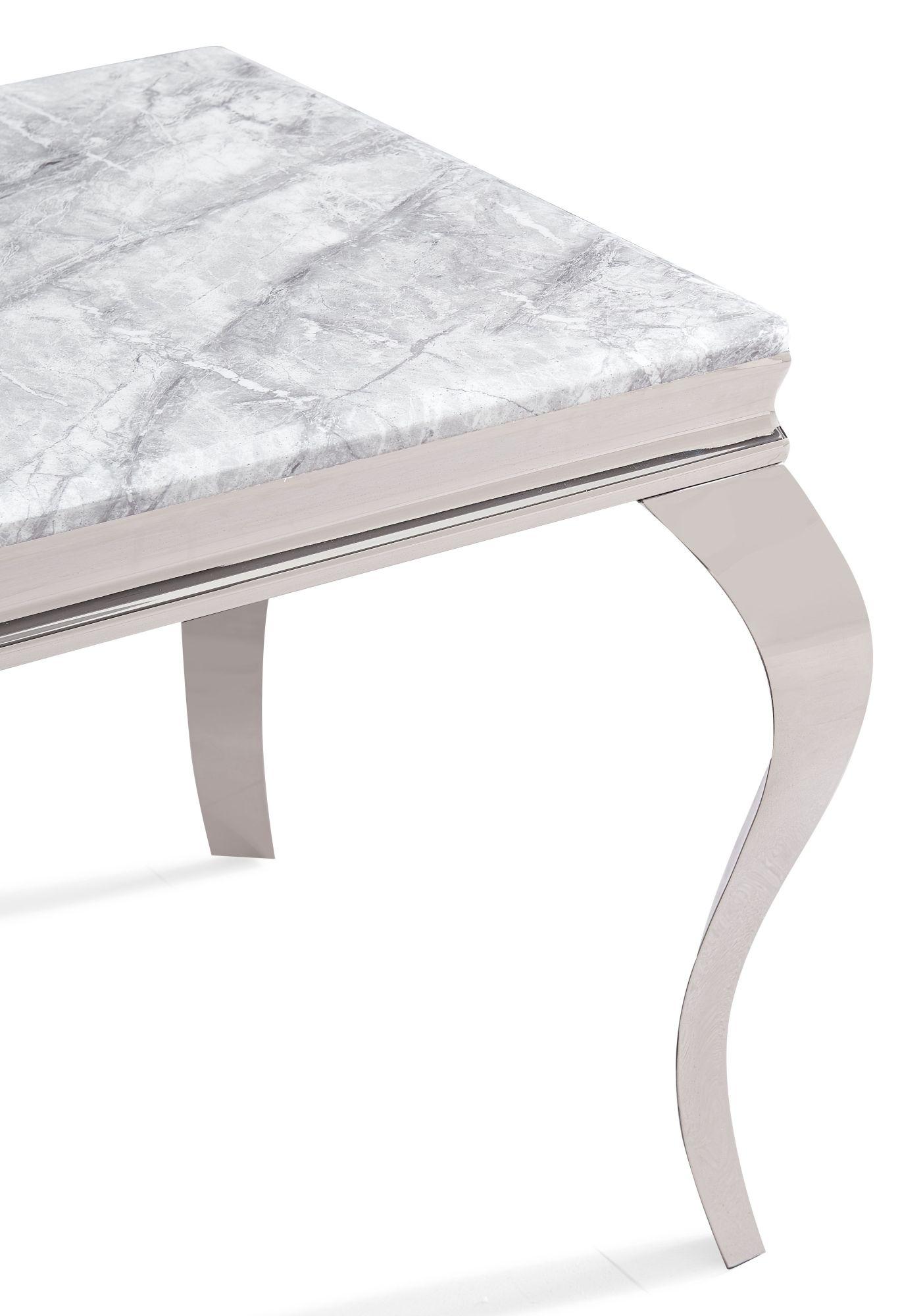 Product photograph of Louis Grey Marble And Chrome Square Side Table from Choice Furniture Superstore.