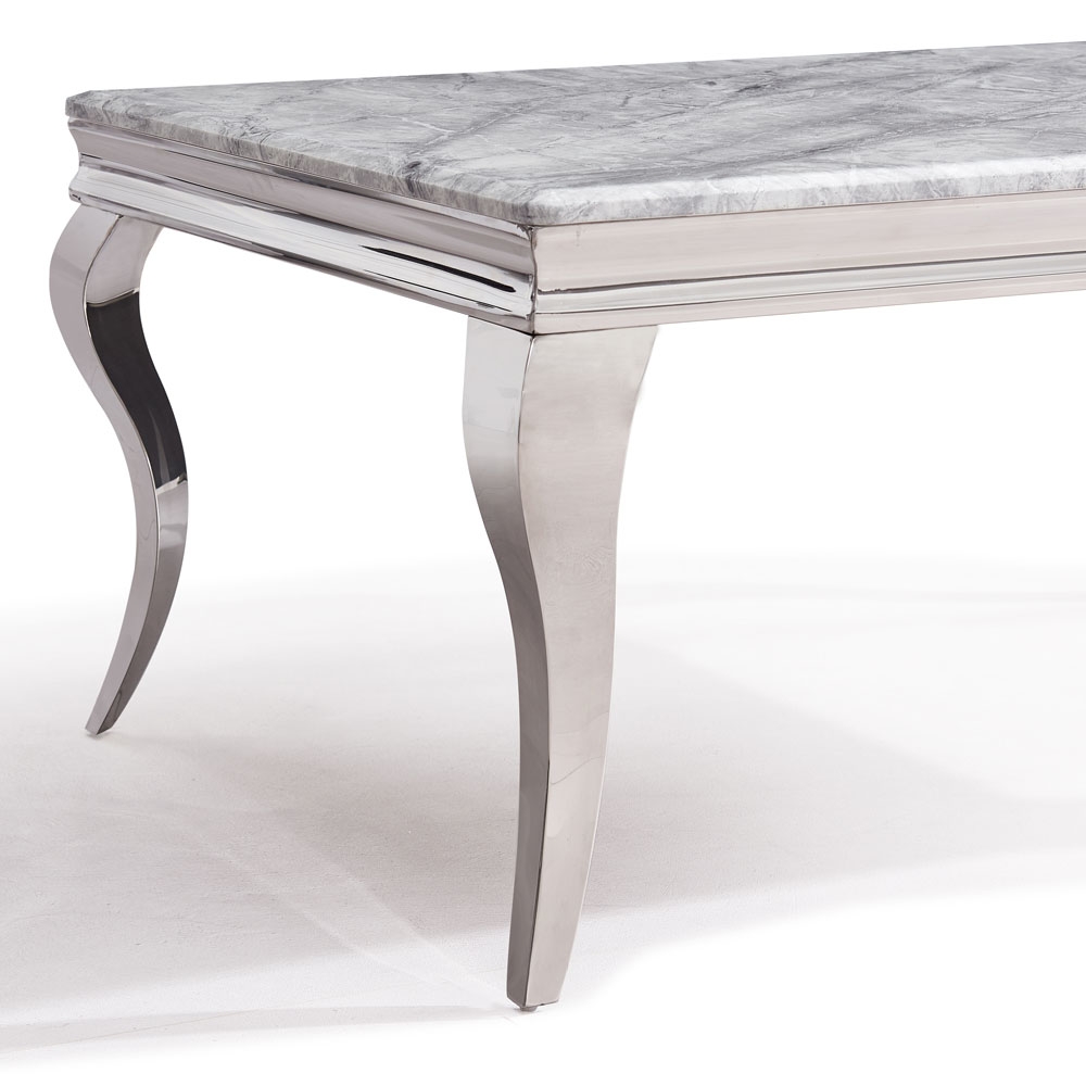 Product photograph of Louis Grey Marble And Chrome Coffee Table from Choice Furniture Superstore.