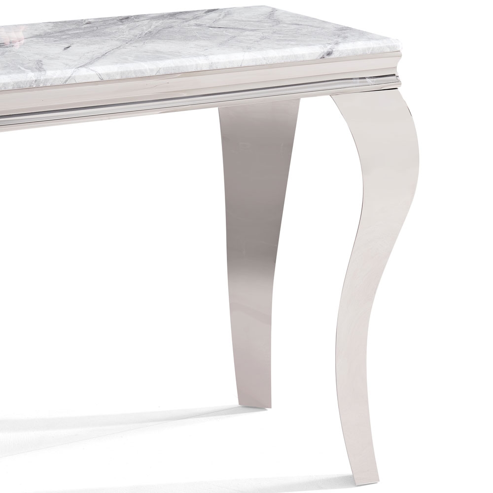 Product photograph of Louis Grey Marble And Chrome Console Table from Choice Furniture Superstore.