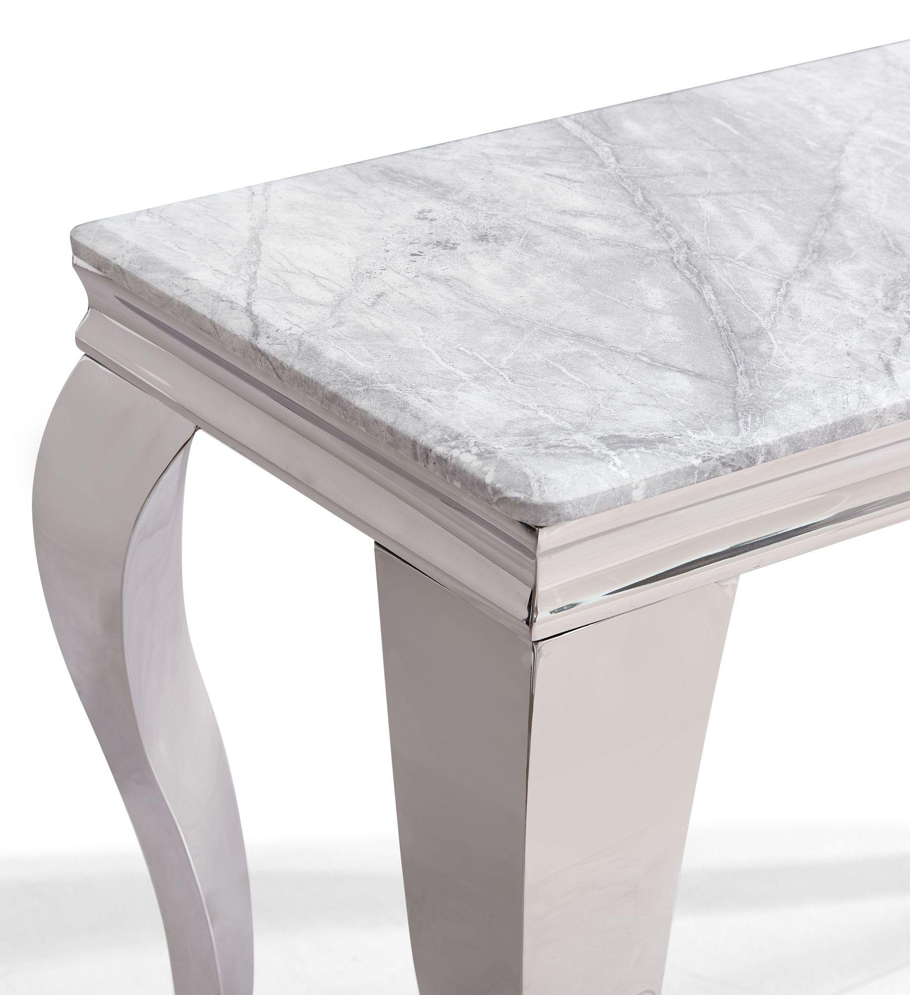 Product photograph of Louis Grey Marble And Chrome Console Table from Choice Furniture Superstore.