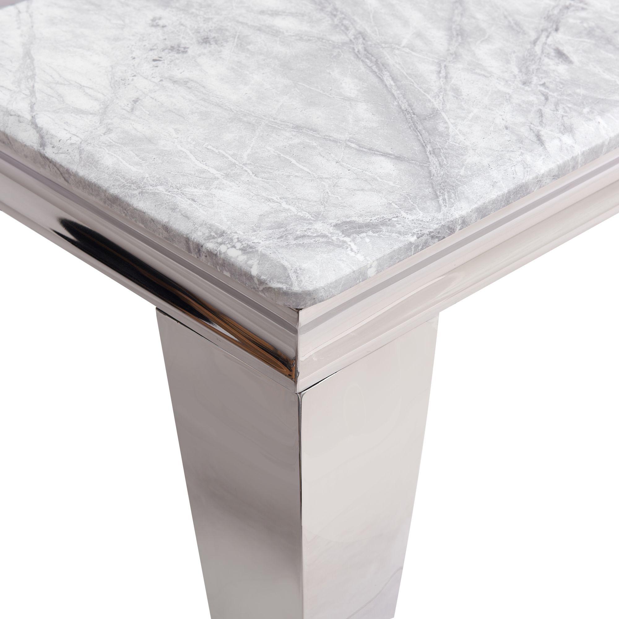 Product photograph of Louis Grey Marble And Chrome Console Table from Choice Furniture Superstore.