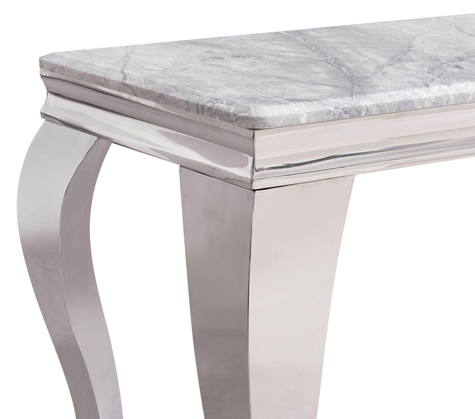 Product photograph of Louis Grey Marble And Chrome Console Table from Choice Furniture Superstore.