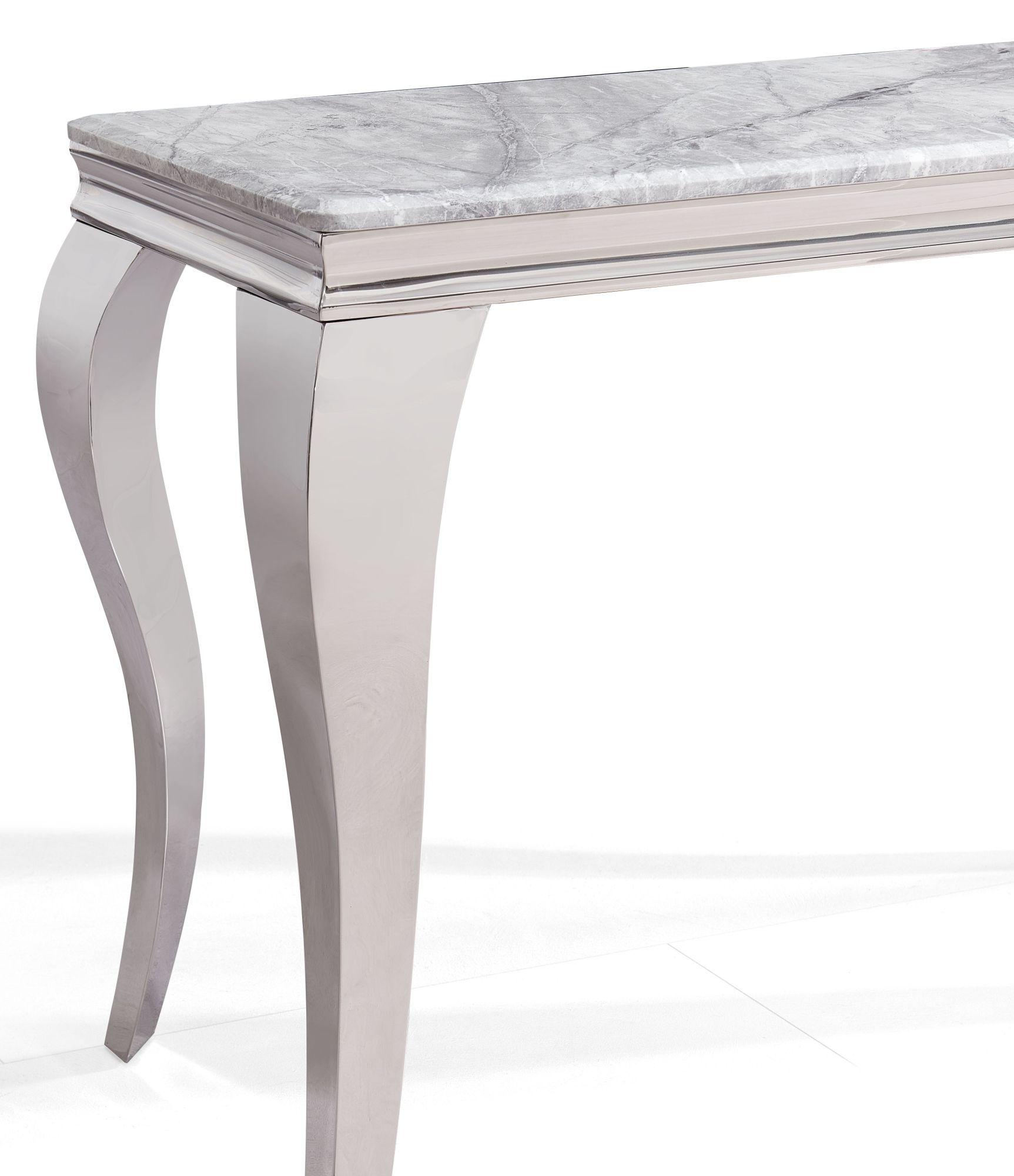 Product photograph of Louis Grey Marble And Chrome Console Table from Choice Furniture Superstore.