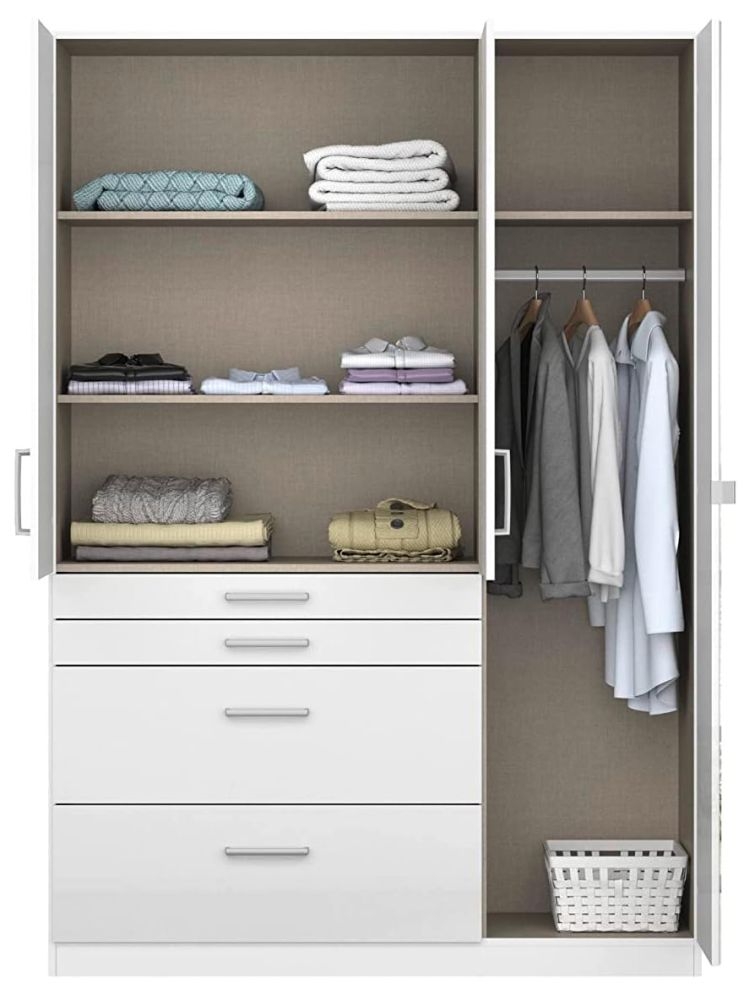 Product photograph of Homburg 3 Door Combi Wardrobe In White - 136cm from Choice Furniture Superstore.
