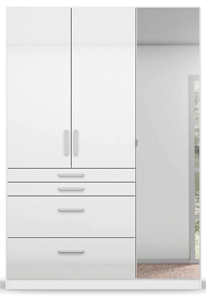 Product photograph of Homburg 3 Door 1 Mirror Combi Wardrobe In White - 136cm from Choice Furniture Superstore.