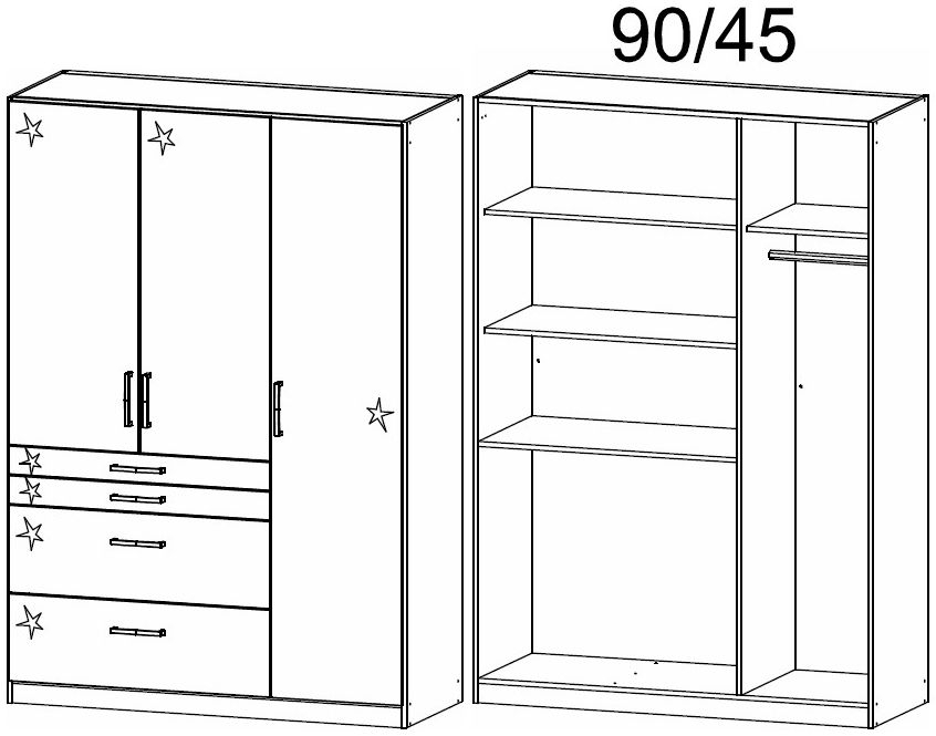 Product photograph of Rauch Homburg 3 Door Combi Wardrobe In Grey - 136cm from Choice Furniture Superstore.